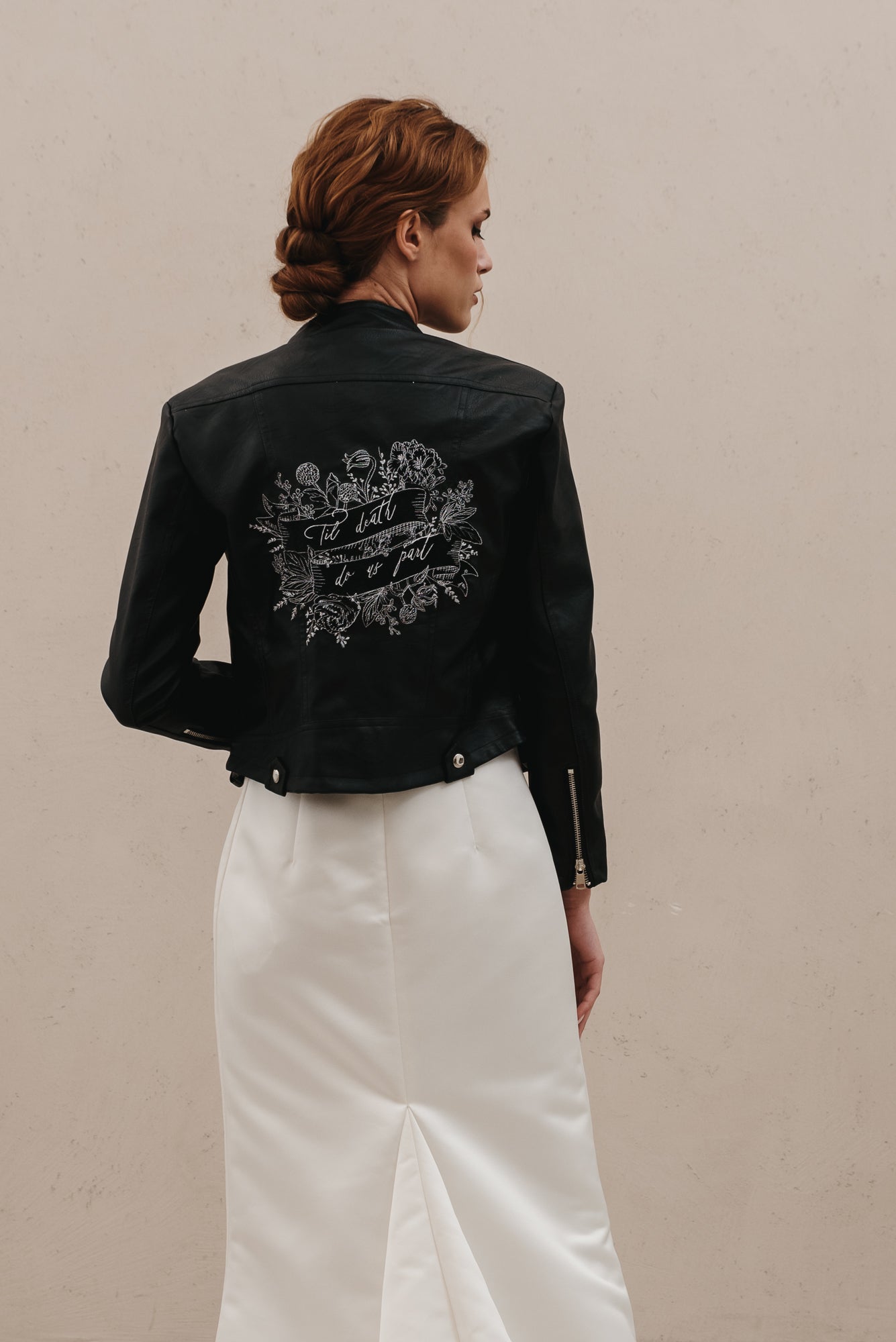 Til Death Script Black Vegan Leather Moto Jacket