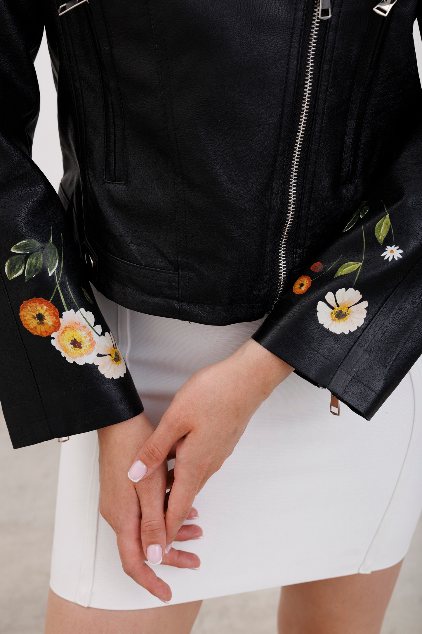 Boho Florals Leather Bridal Jacket