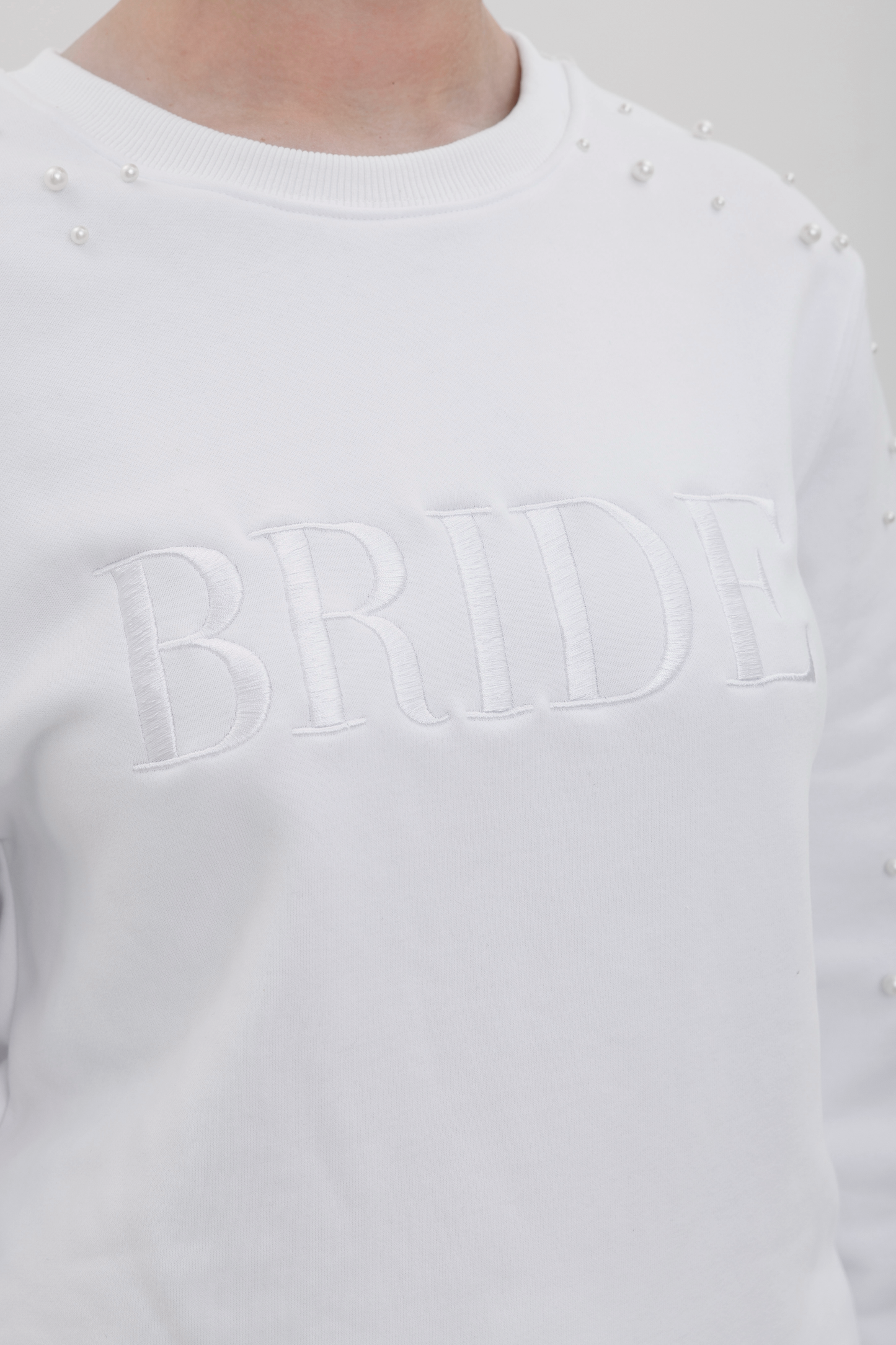 Pearl Sleeve BRIDE Embroidered Sweatshirt