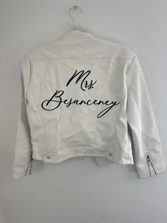 White Leather Jacket W110 Size S