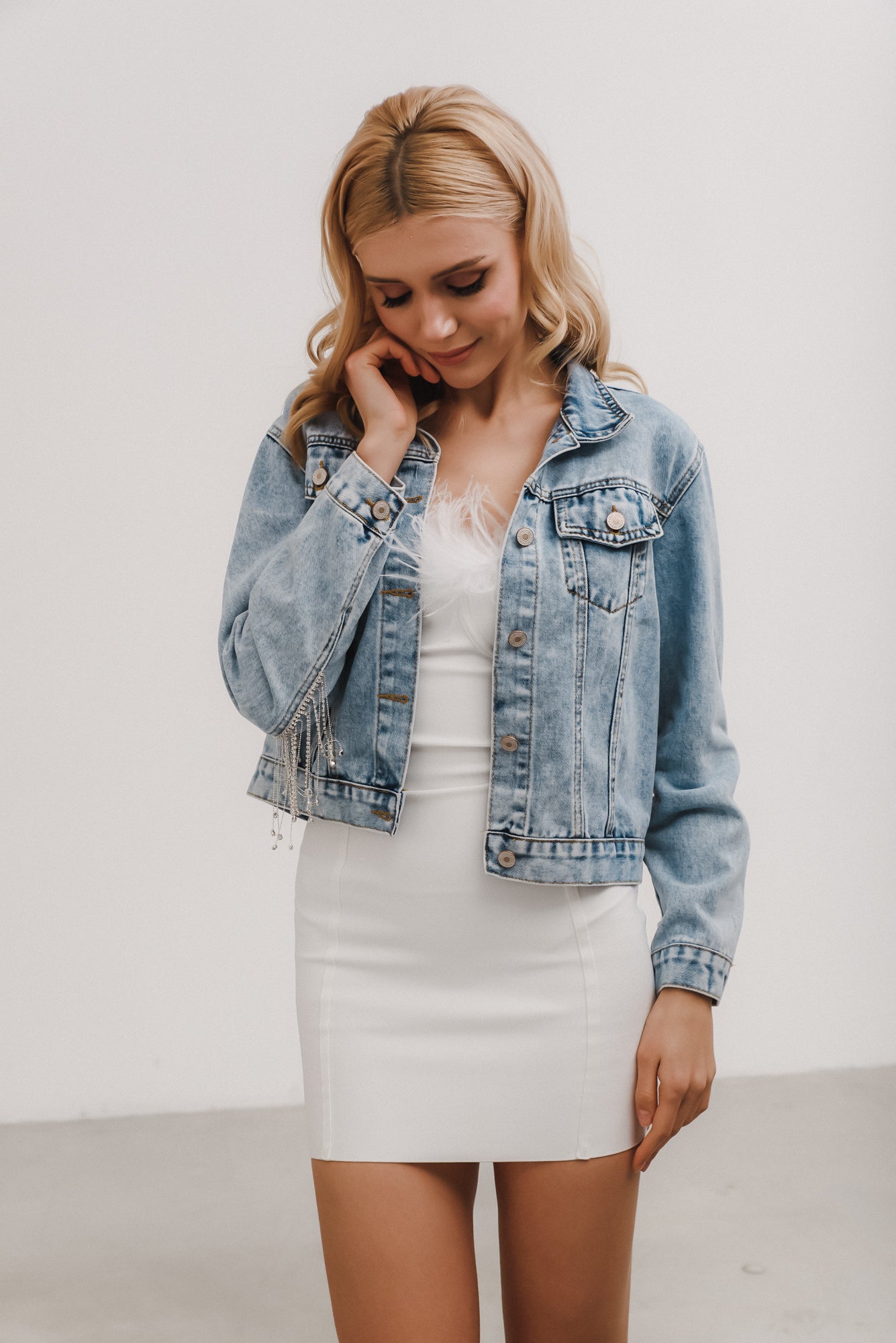 Pearl and Rhinestone Denim Jacket – heirloombridalcompany